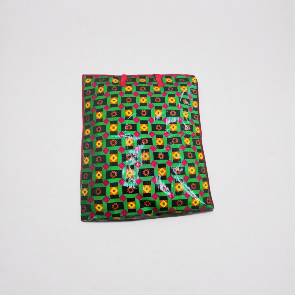 Colorful geometric pattern cloth bag, large-capacity cotton and linen hand-held shopping bag, foldable eco-friendly storage bag Application Scenario