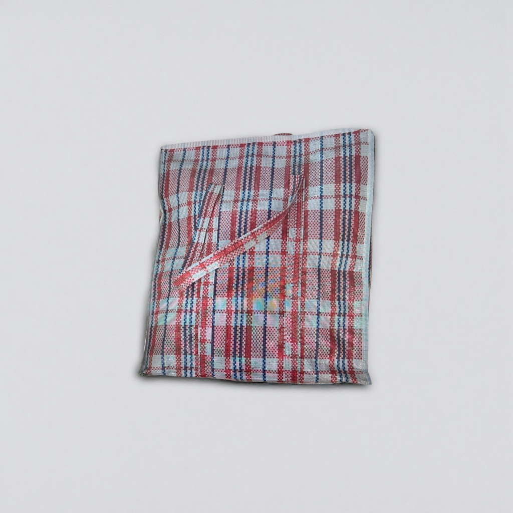 Red, white and blue checkered pattern canvas bag, large-capacity hand-held shopping bag, simple, fashionable and environmentally friendly cloth bag Specification image
