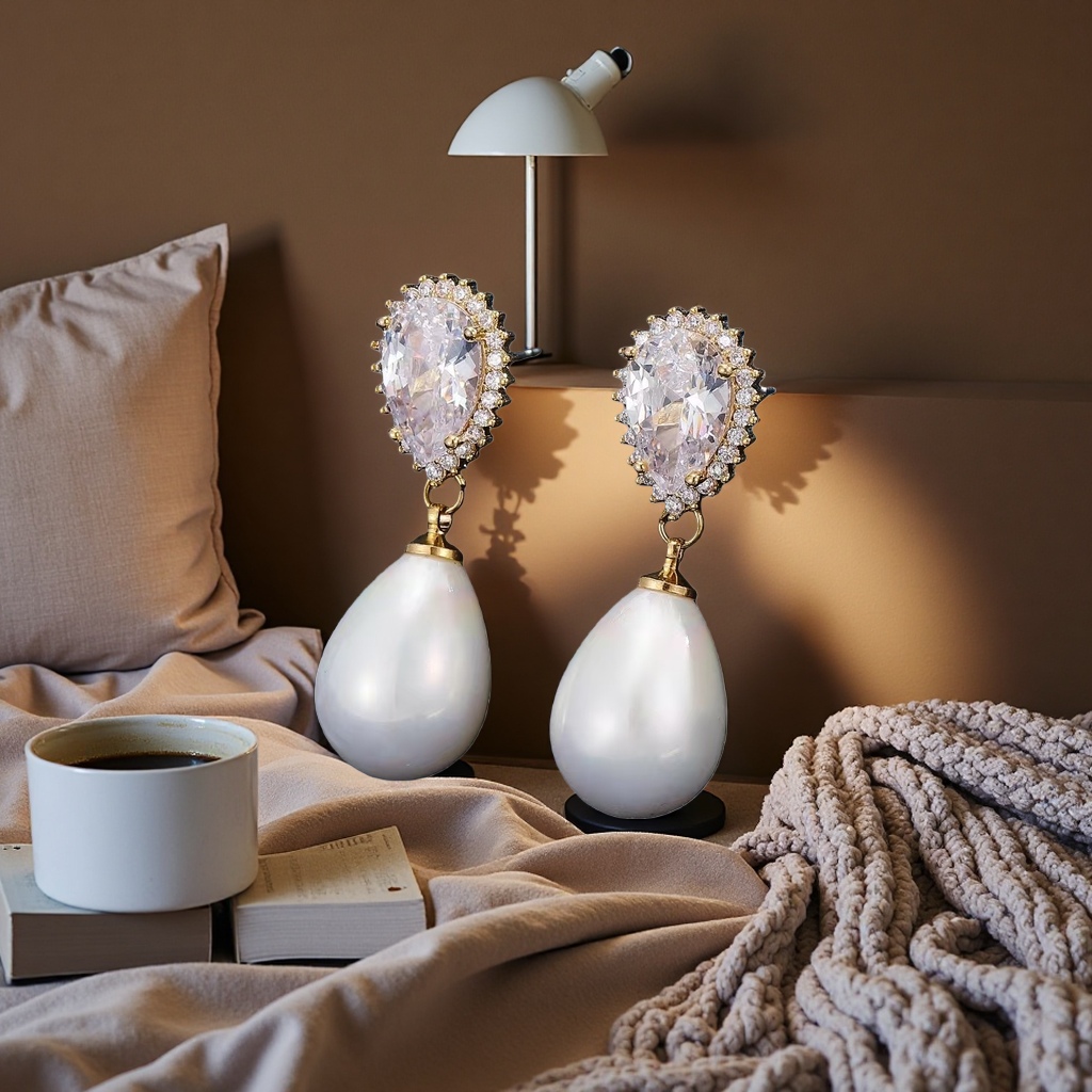 1 pair of pearl earrings, a fashionable, simple and versatile earring accessory for women
