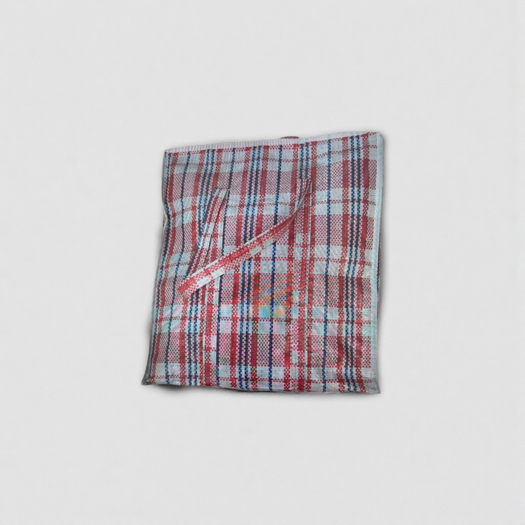 Red, white and blue checkered pattern canvas bag, large-capacity hand-held shopping bag, simple, fashionable and environmentally friendly cloth bag Application Scenario