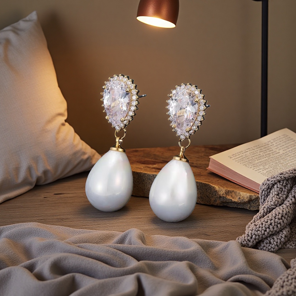 1 pair of pearl earrings, a fashionable, simple and versatile earring accessory for women Application Scenario