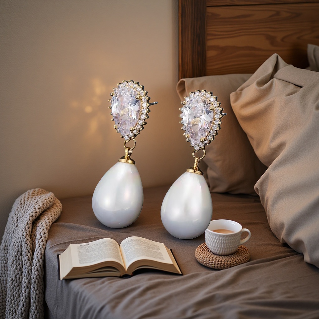1 pair of pearl earrings, a fashionable, simple and versatile earring accessory for women Specification image