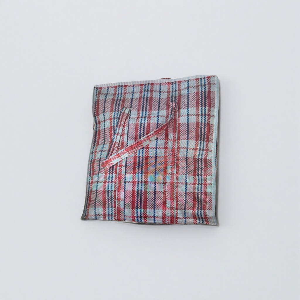 Red, white and blue checkered pattern canvas bag, large-capacity hand-held shopping bag, simple, fashionable and environmentally friendly cloth bag details Picture