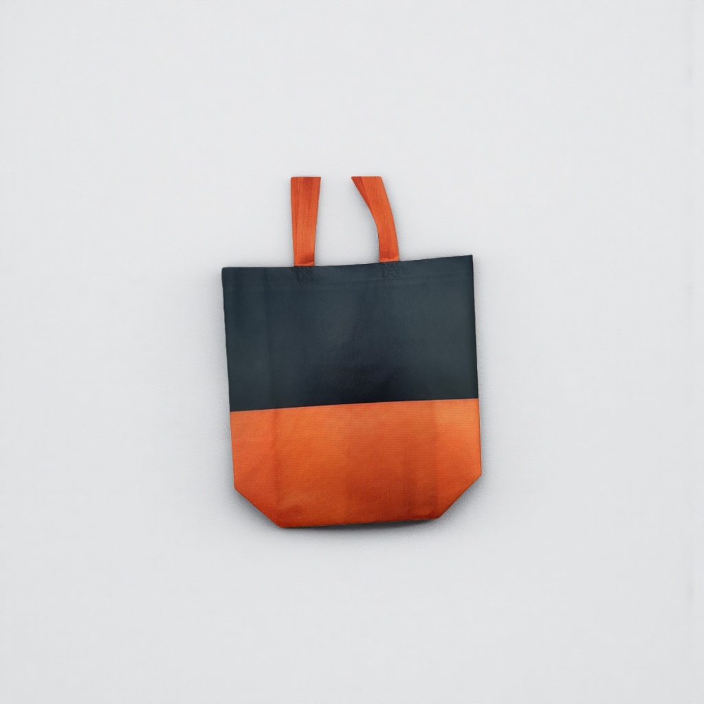 Orange and black spliced large-capacity shopping bag, hand-held eco-friendly canvas bag, foldable for storage details Picture
