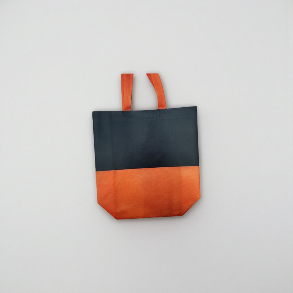 Orange and black spliced large-capacity shopping bag, hand-held eco-friendly canvas bag, foldable for storage Specification image