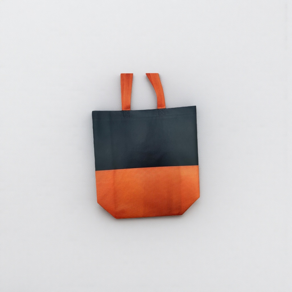 Orange and black spliced large-capacity shopping bag, hand-held eco-friendly canvas bag, foldable for storage