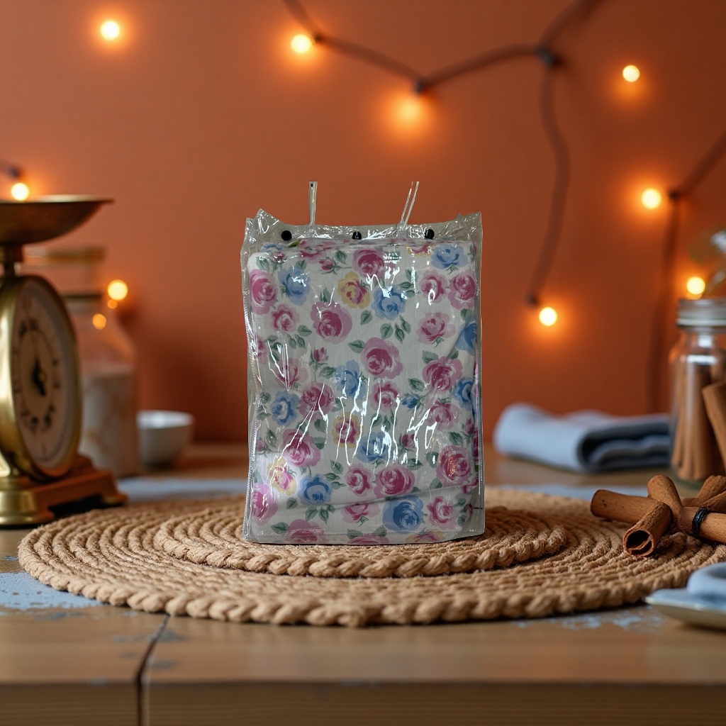 Floral pattern fabric for home wear, handcrafted DIY fabric material, cotton and linen blend details Picture
