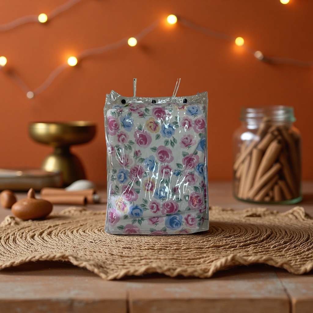 Floral pattern fabric for home wear, handcrafted DIY fabric material, cotton and linen blend