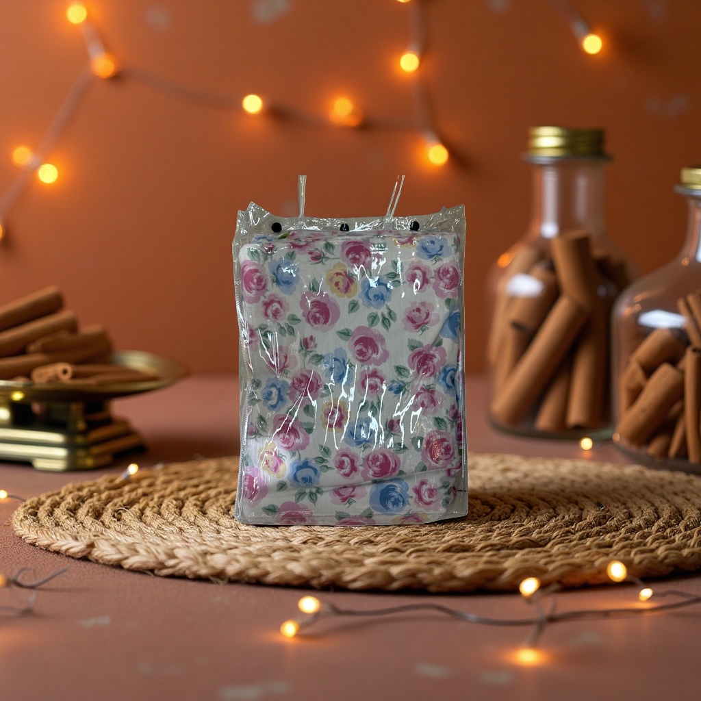 Floral pattern fabric for home wear, handcrafted DIY fabric material, cotton and linen blend Specification image