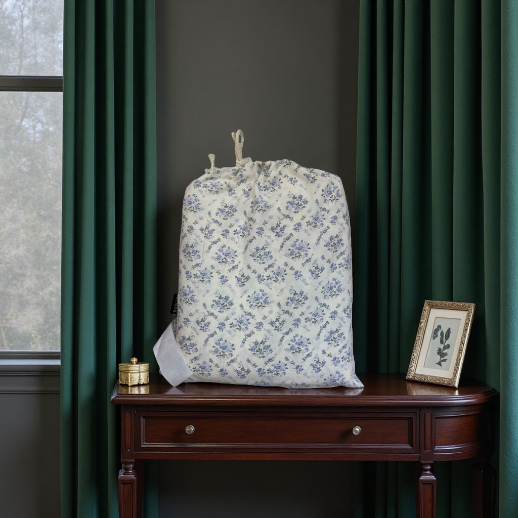 Floral pattern cloth bag, pure cotton eco-friendly hand-held shopping bag, reusable storage bag Specification image