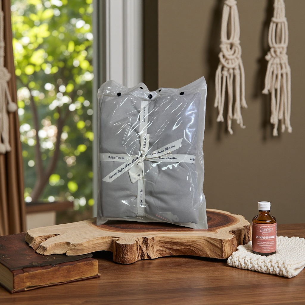 Grey bedding set with packaging bag, four-piece set, pure cotton simple style Specification image