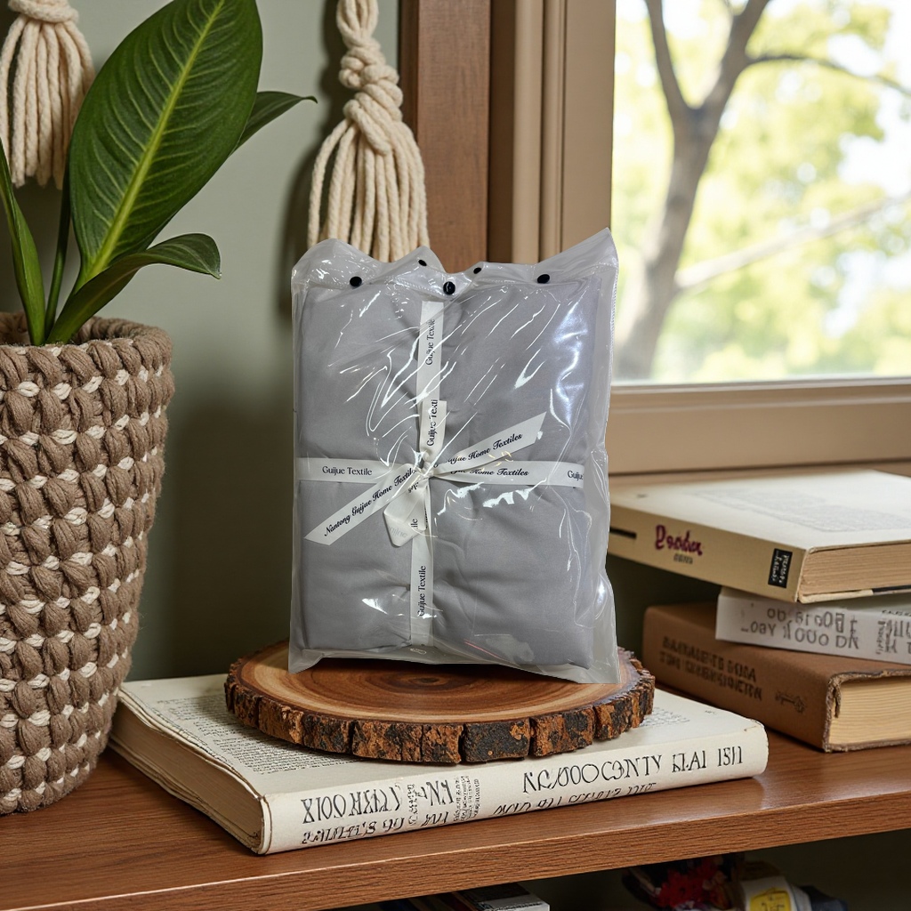 Grey bedding set with packaging bag, four-piece set, pure cotton simple style Application Scenario