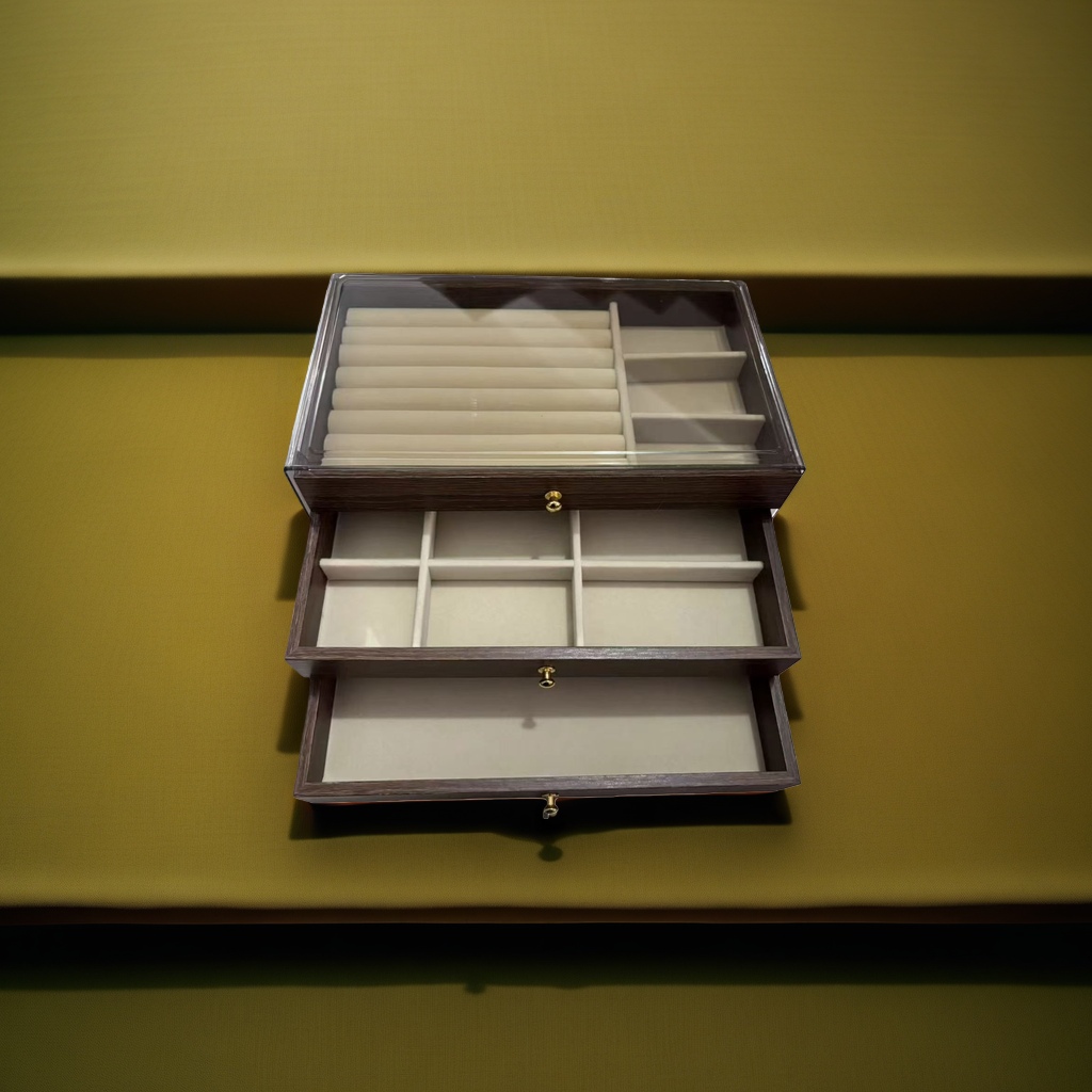 Multi-layer separated dust-proof portable jewelry storage box details Picture
