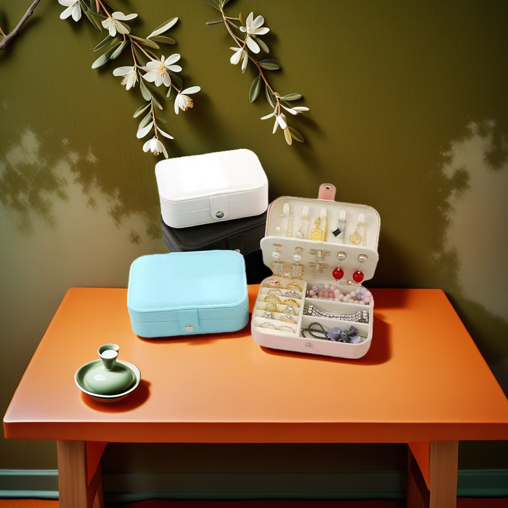 Jewelry storage box, multi-layered compartments, dust-proof jewelry box, portable dressing table storage and organization box Application Scenario