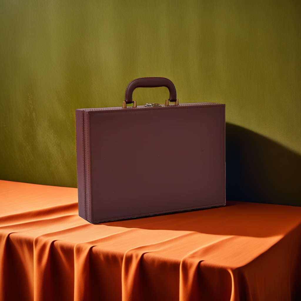 Brown leather suitcase, travel suitcase, business trip storage box