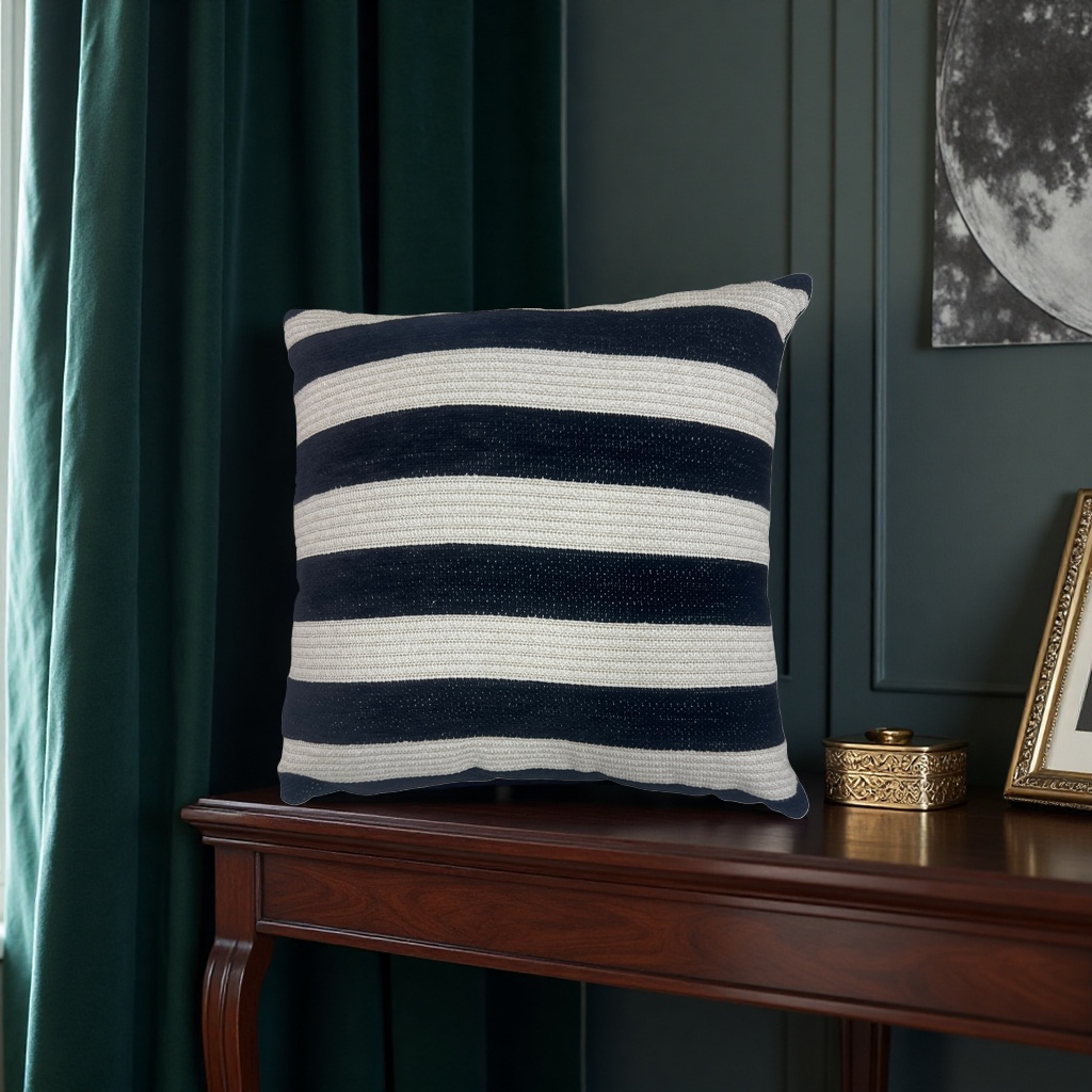 This Nordic-style home decoration pillow with striped patterns is detachable and washable, made of cotton and linen details Picture