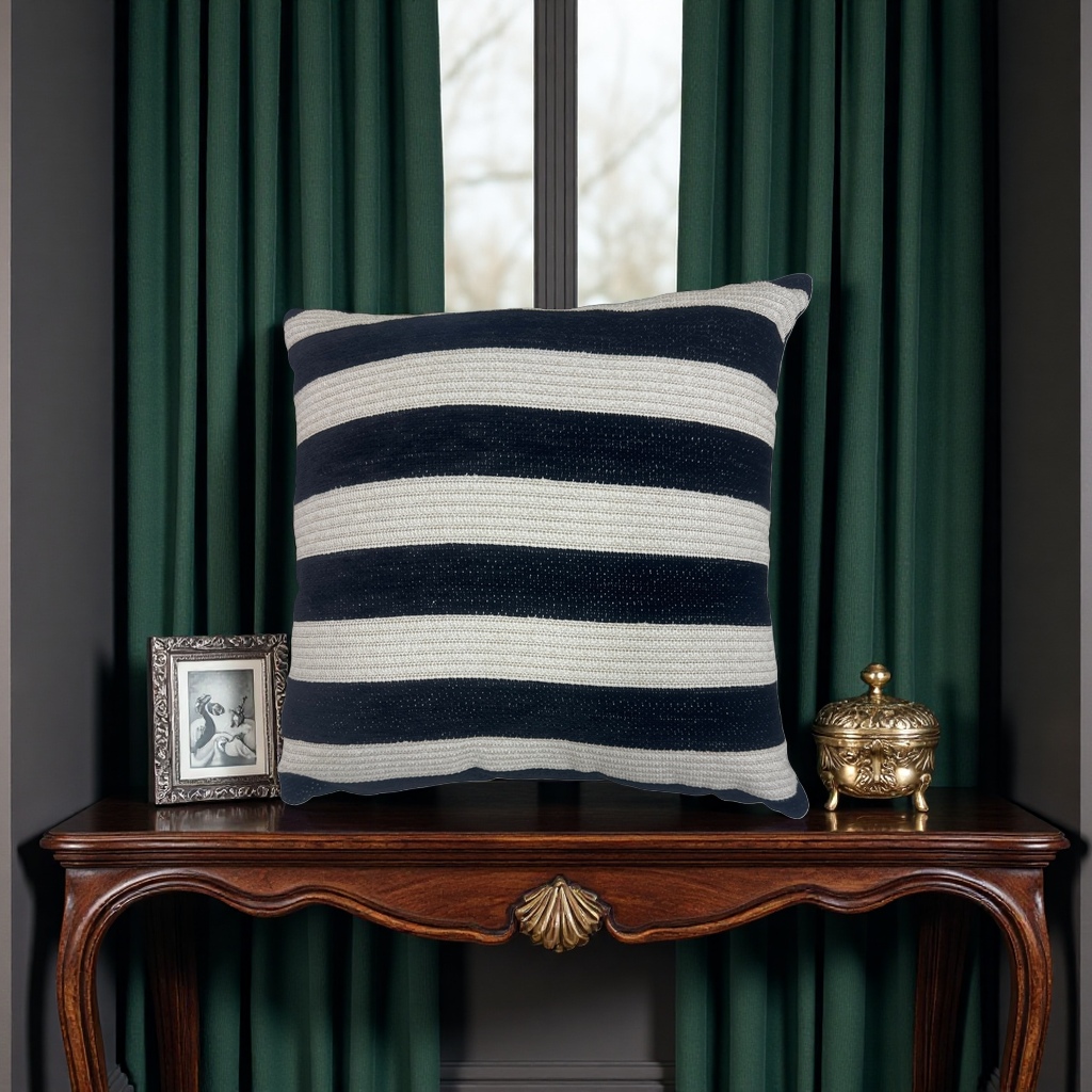 This Nordic-style home decoration pillow with striped patterns is detachable and washable, made of cotton and linen