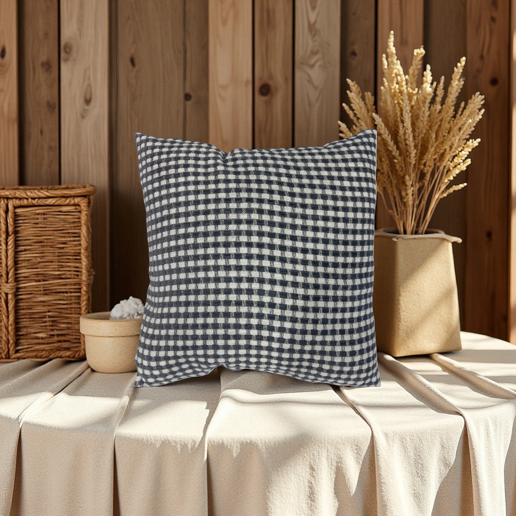 Black and white checkered Nordic-style throw pillow, fashionable home decoration, comfortable cotton and linen material details Picture