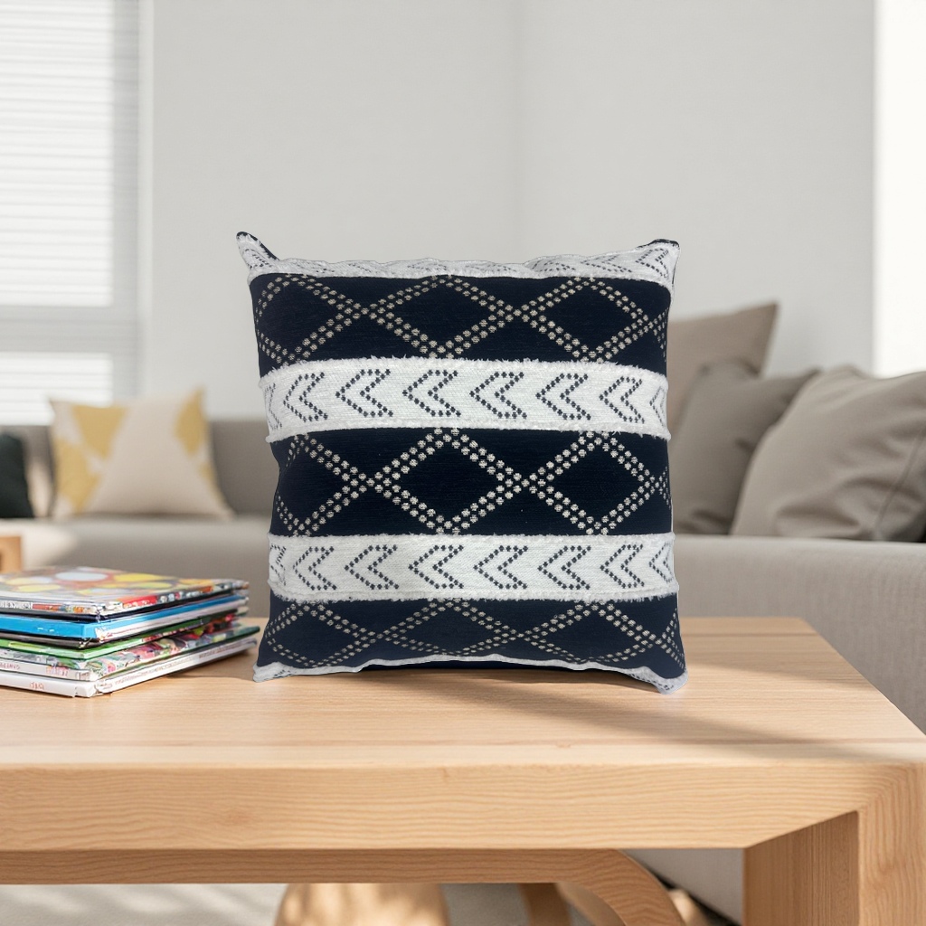 Black geometric patterned throw pillows are soft furnishings for living rooms and bedrooms details Picture