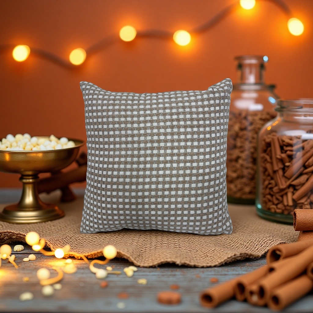 Woven pattern throw pillow, Nordic style geometric texture decorative pillow for living room and bedroom Specification image