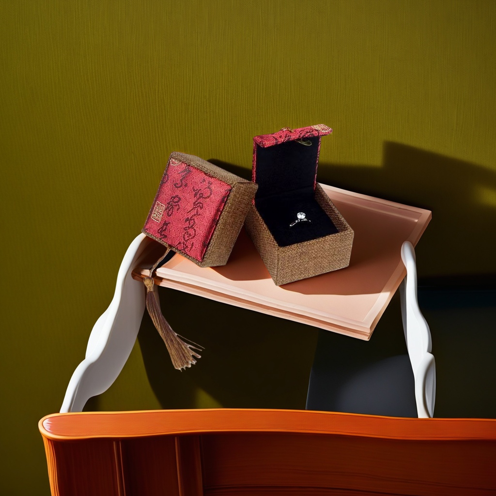Red face ring box, red velvet round ring storage box, gift packaging box details Picture