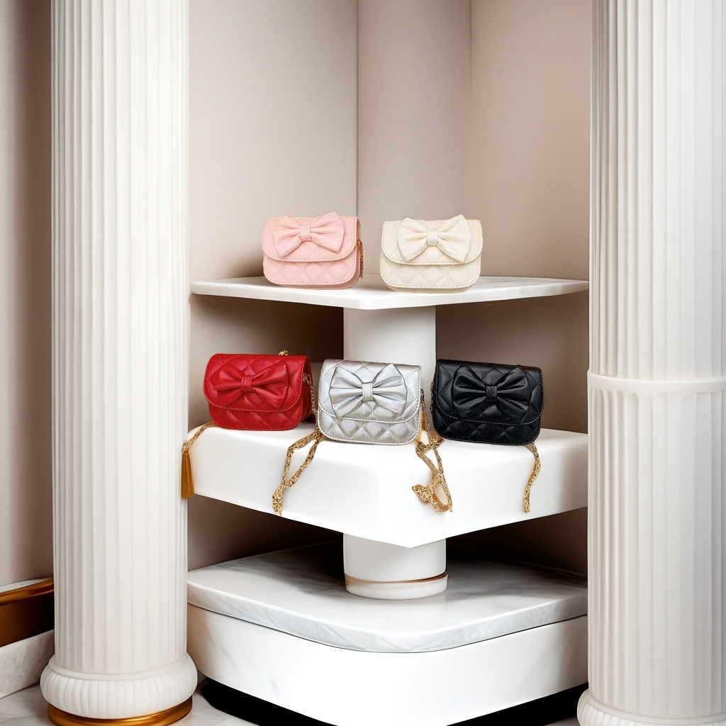Fashionable bow chain bag available in five colors, quilted texture, golden chain mini loose change small bag, versatile for women's crossbody crossing, new cute bow children's mini bag Application Scenario