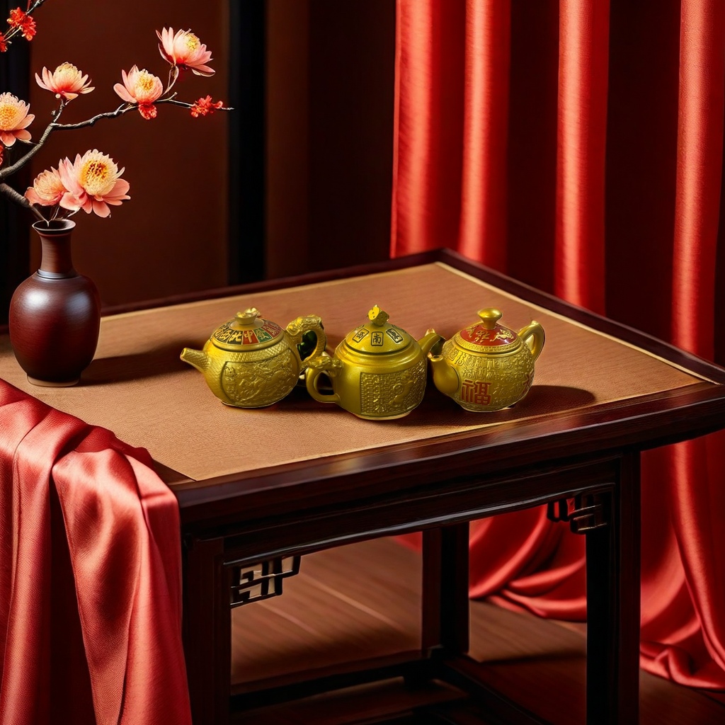 Golden teapot, ceramic household brewing teapot, heat-resistant glass tea set Application Scenario