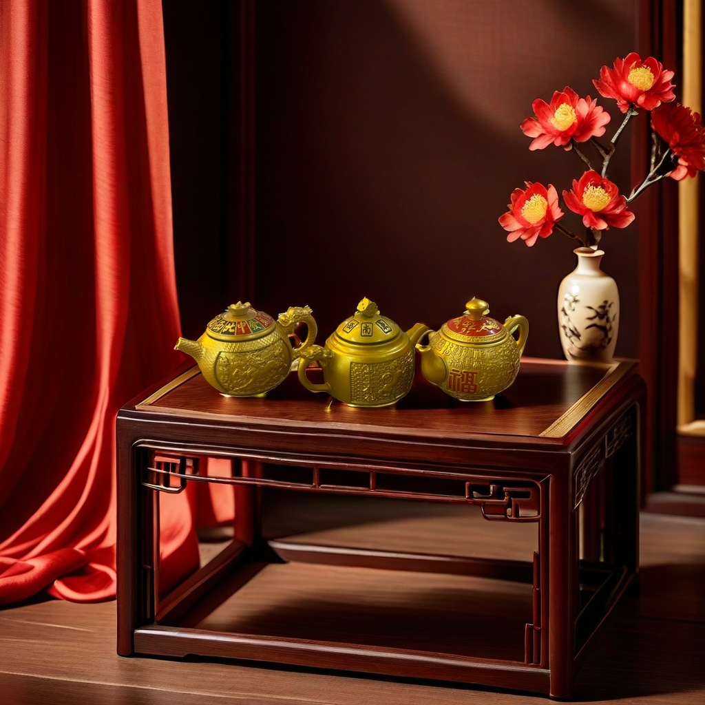 Golden teapot, ceramic household brewing teapot, heat-resistant glass tea set Specification image