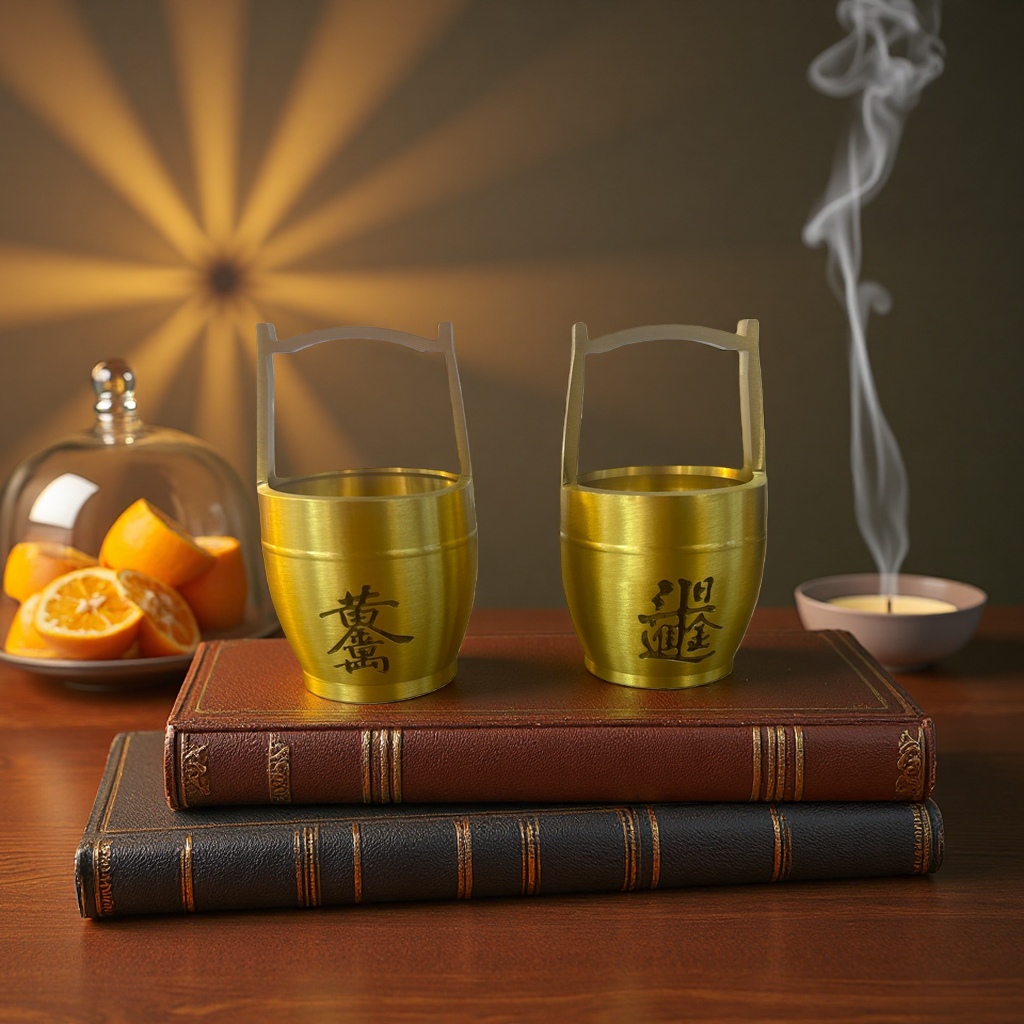 Golden metal small bucket home storage bucket, cosmetic storage bucket, retro-style desktop storage container Application Scenario