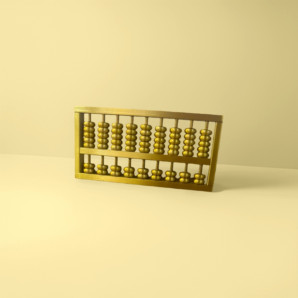 Golden abacus, traditional copper abacus, teaching tools, office stationery, retro calculator details Picture