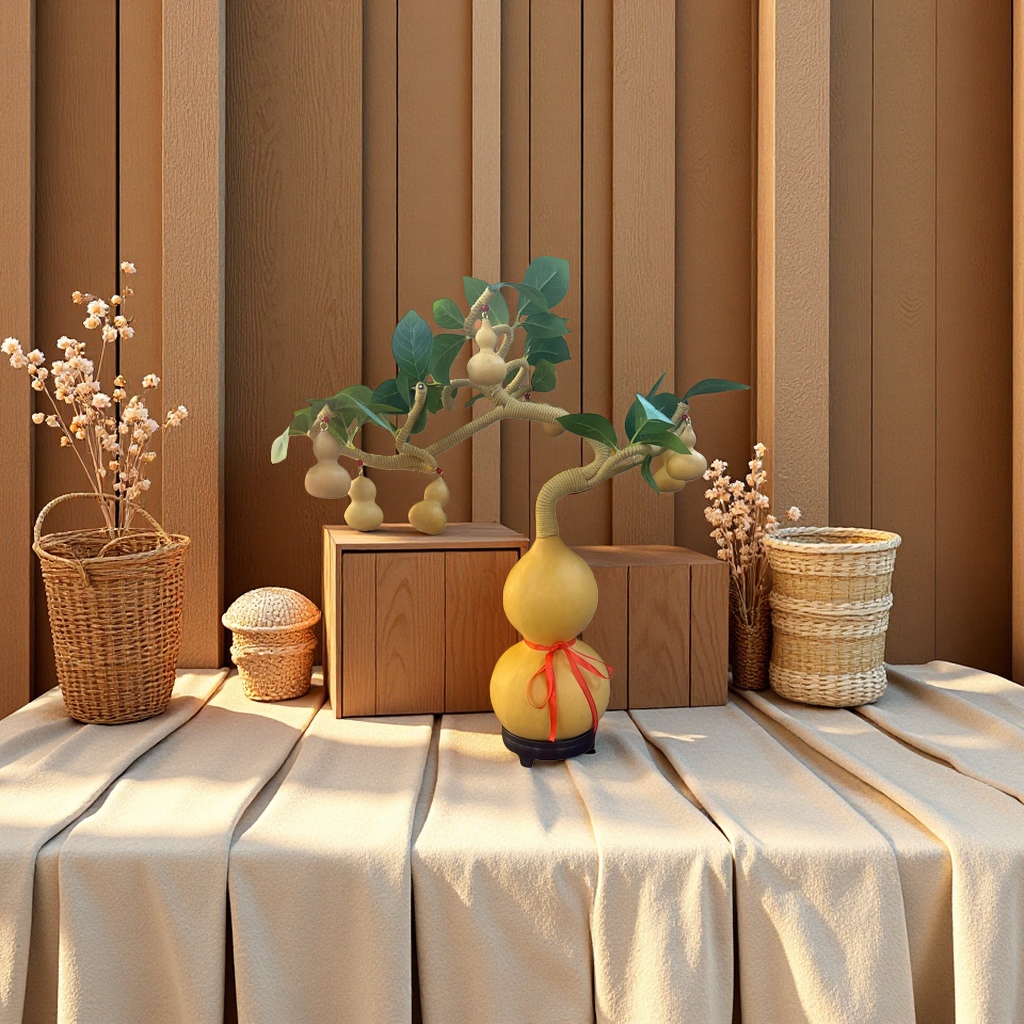 Árbol de calabaza madera natural feng shui decoraciones para el hogar sala de estar basalto oficina fortuna nafo details Picture