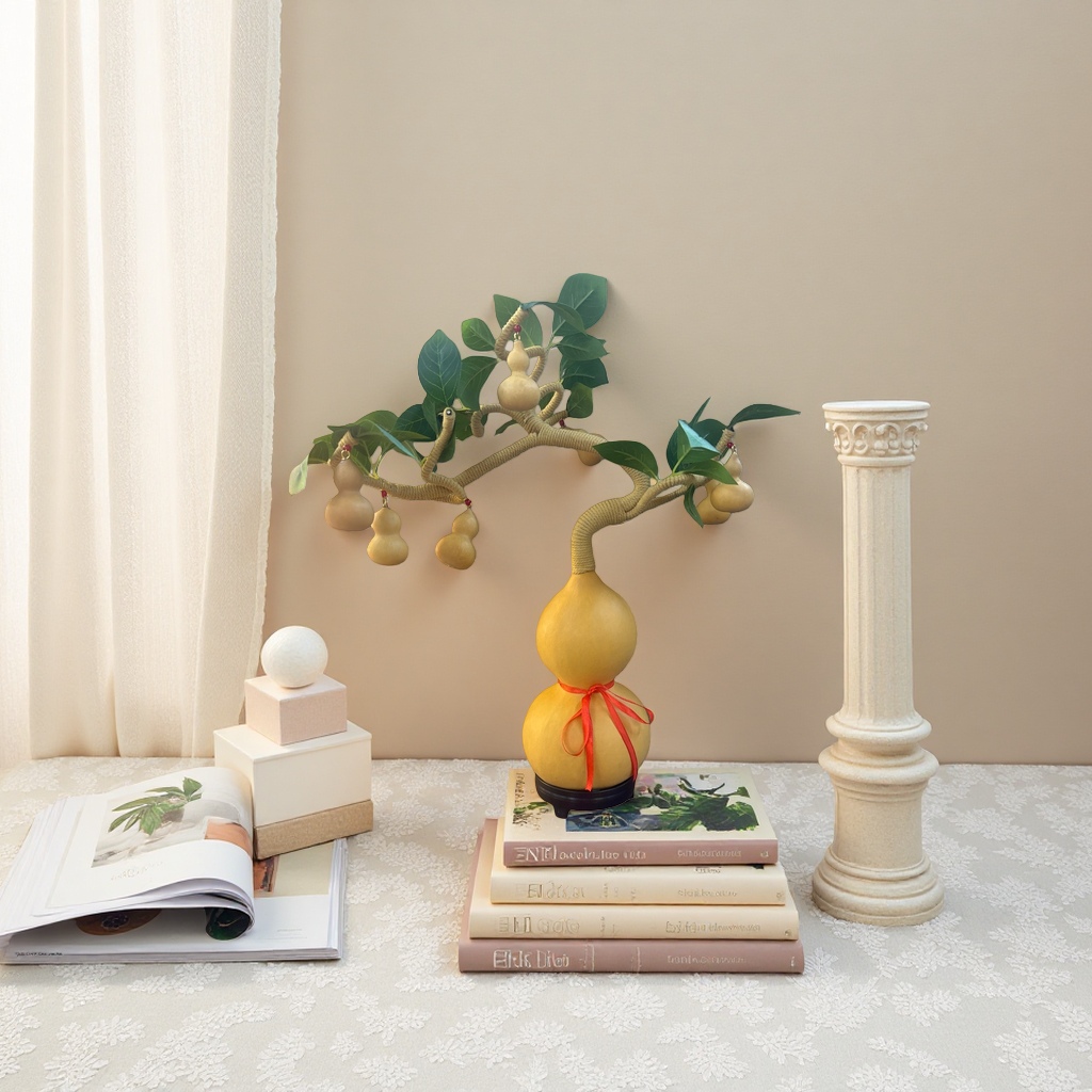Árbol de calabaza madera natural feng shui decoraciones para el hogar sala de estar basalto oficina fortuna nafo Specification image