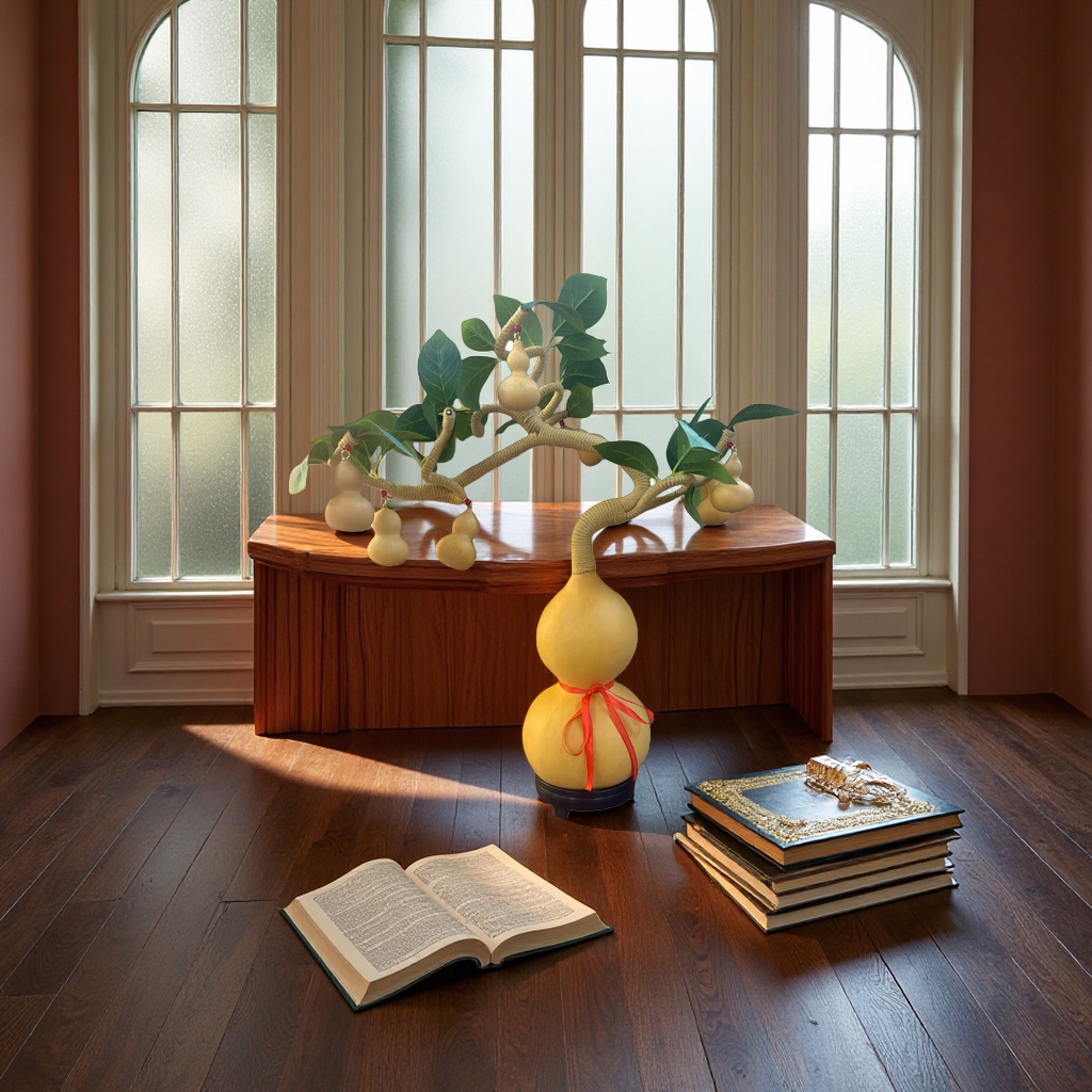 Árbol de calabaza madera natural feng shui decoraciones para el hogar sala de estar basalto oficina fortuna nafo