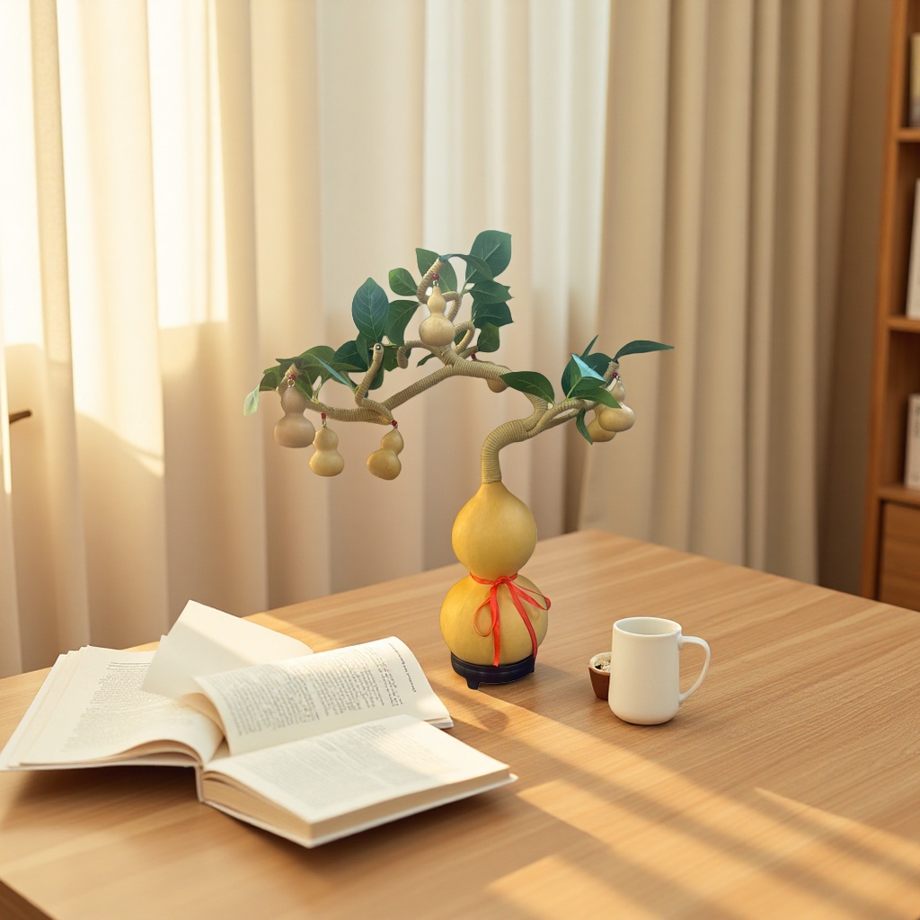 Árbol de calabaza madera natural feng shui decoraciones para el hogar sala de estar basalto oficina fortuna nafo Application Scenario