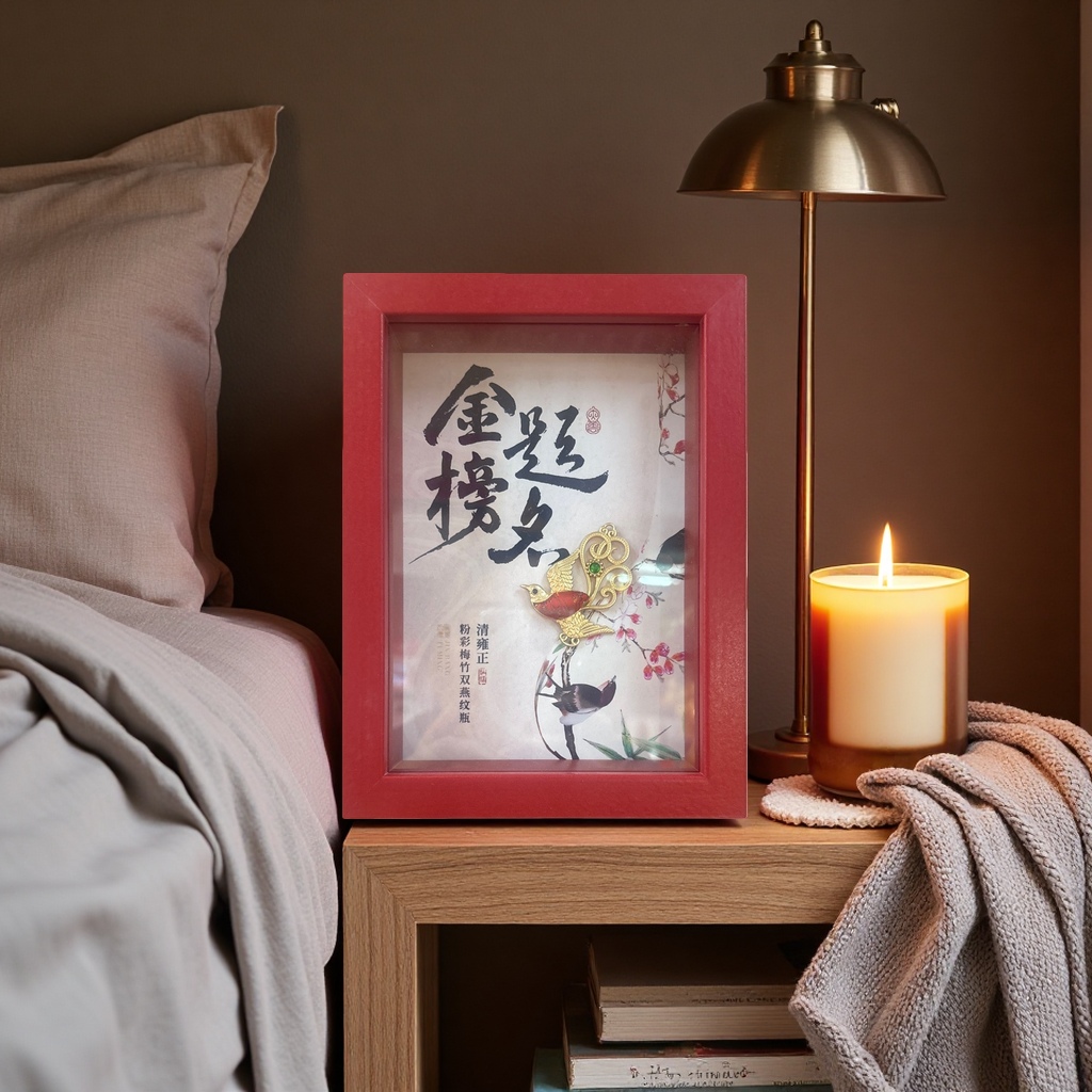 红色相框金榜题名装饰画 家居客厅书房挂画 新中式励志墙面装饰