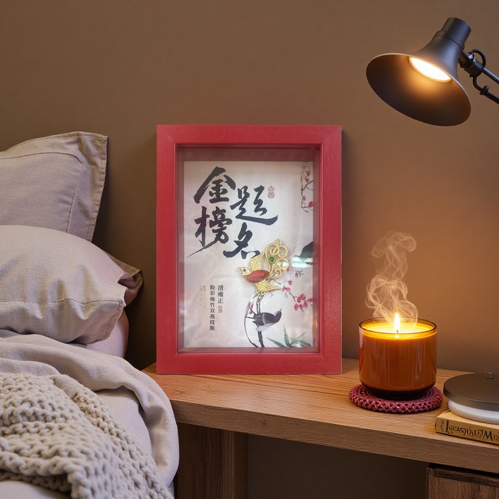 Red photo frames, decorative paintings of success in the imperial examination, home living room and study hanging paintings, new Chinese-style inspiring wall decoration details Picture