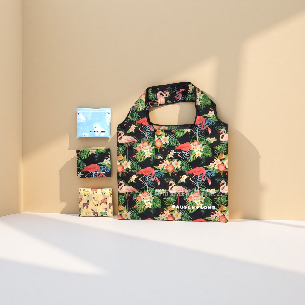 Printed pattern shopping bags, large-capacity eco-friendly tote bags, foldable portable shopping bags details Picture