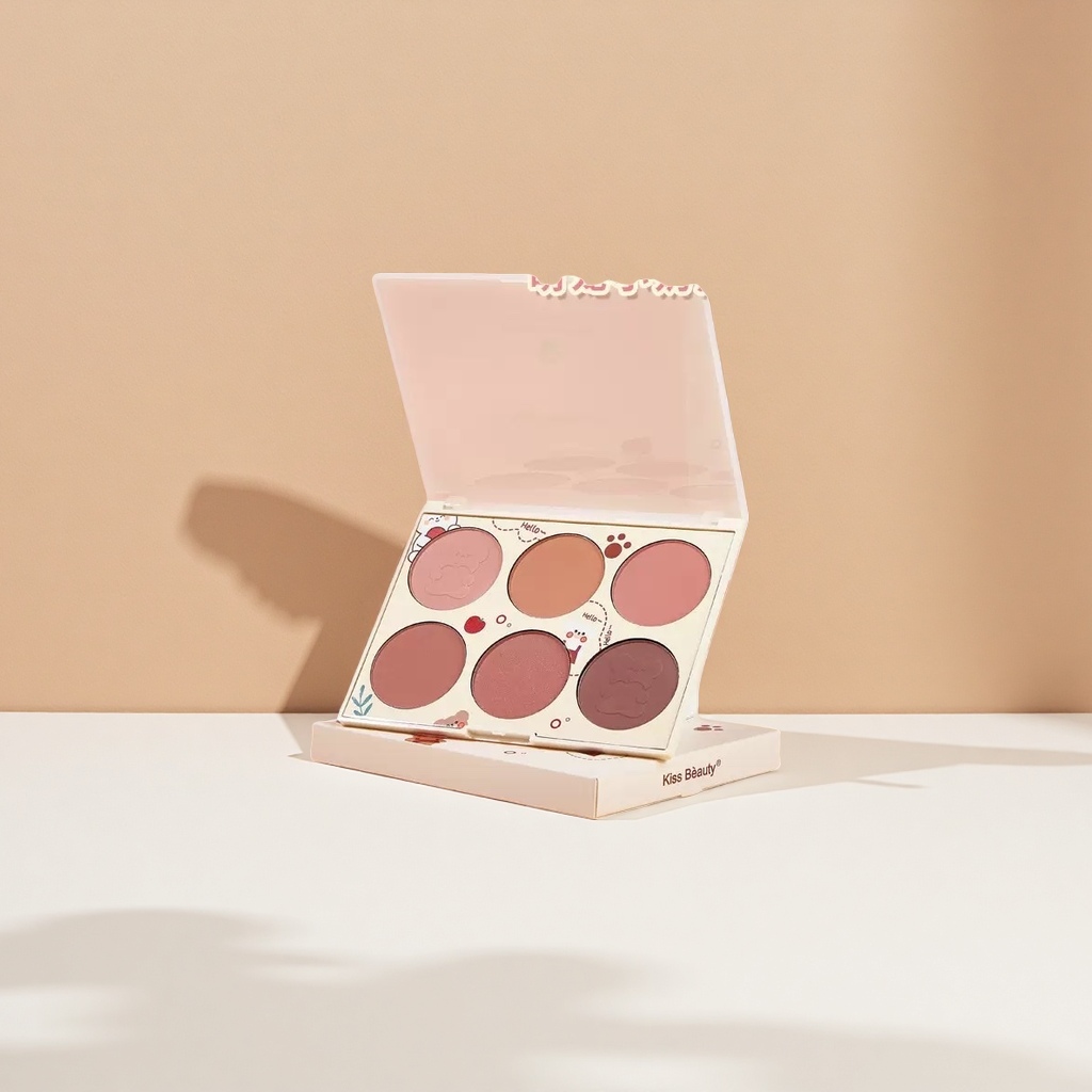 萌宠小奶熊6色腮红盘 Kiss Beauty双品牌联名款