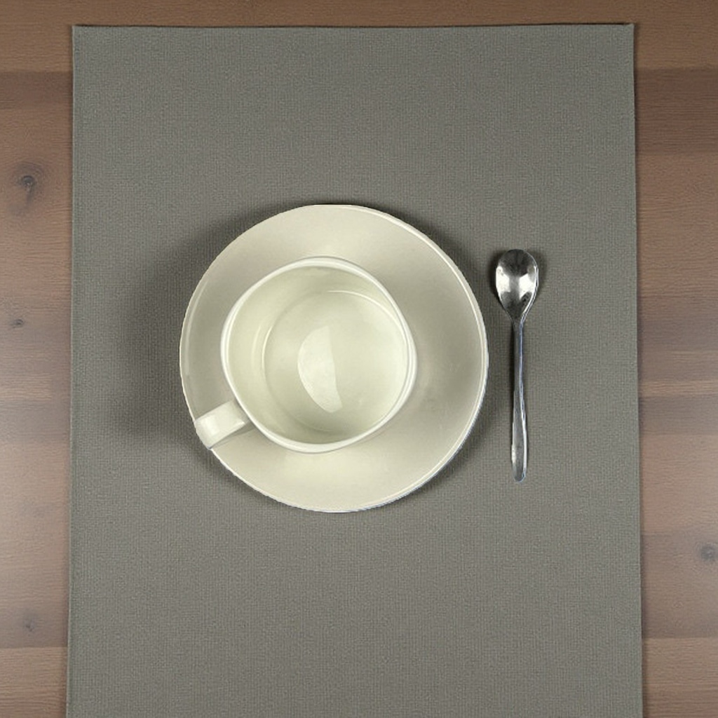 蓝色条纹餐垫配白色茶杯勺子套装 家居餐桌装饰用品