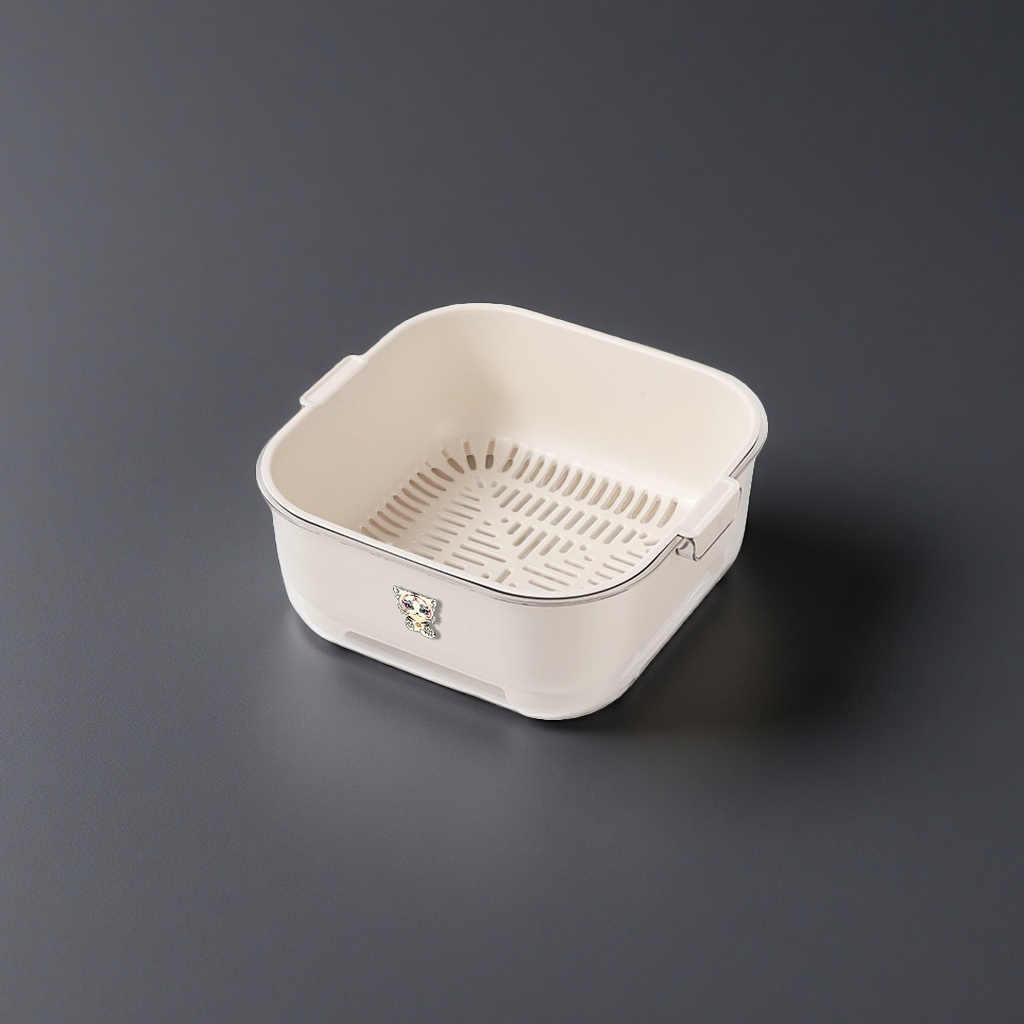 奶油白塑料沥水篮主体产品图