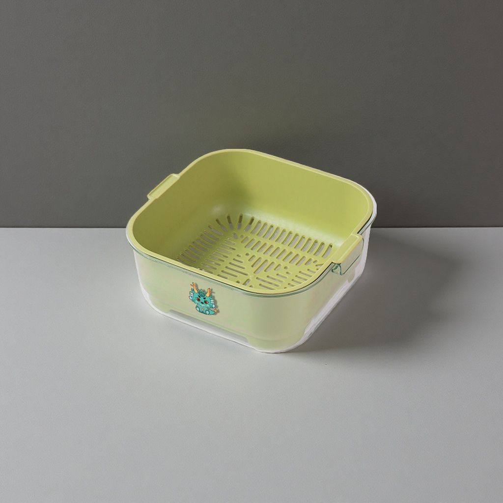 绿色塑料沥水篮主体 加厚防滑厨房洗菜沥水收纳篮
