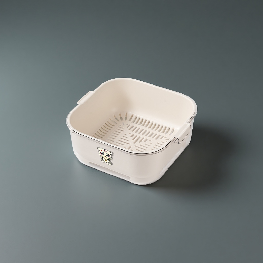 奶油白大号塑料沥水篮主体细节图