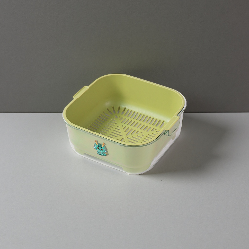 绿色塑料沥水篮主体 加厚防滑厨房洗菜沥水收纳篮