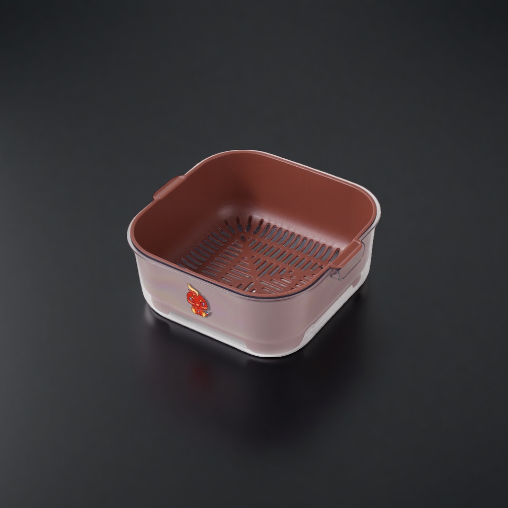 中号波多红塑料沥水篮产品图