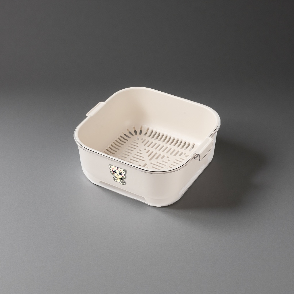 奶油白塑料沥水篮主体 家用厨房洗菜沥水收纳篮221237158