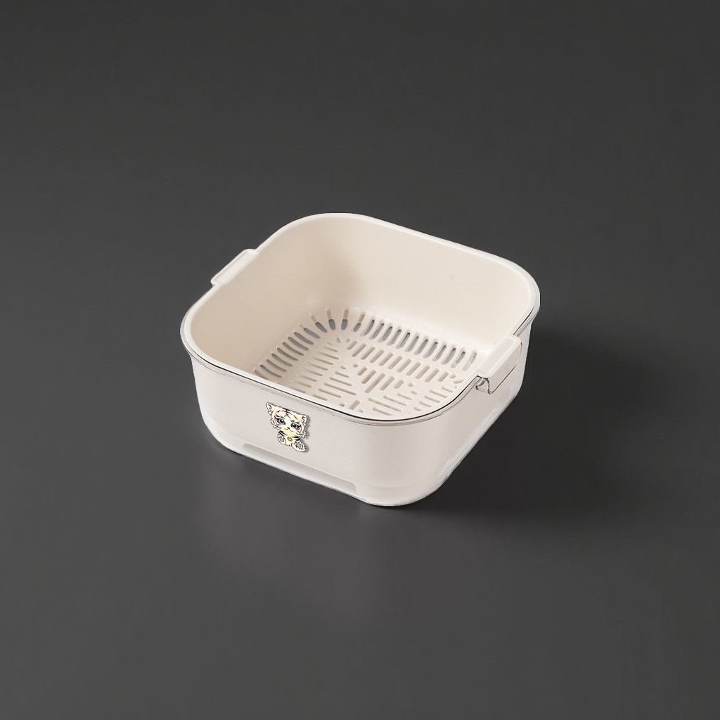 奶油白塑料沥水篮主体产品图