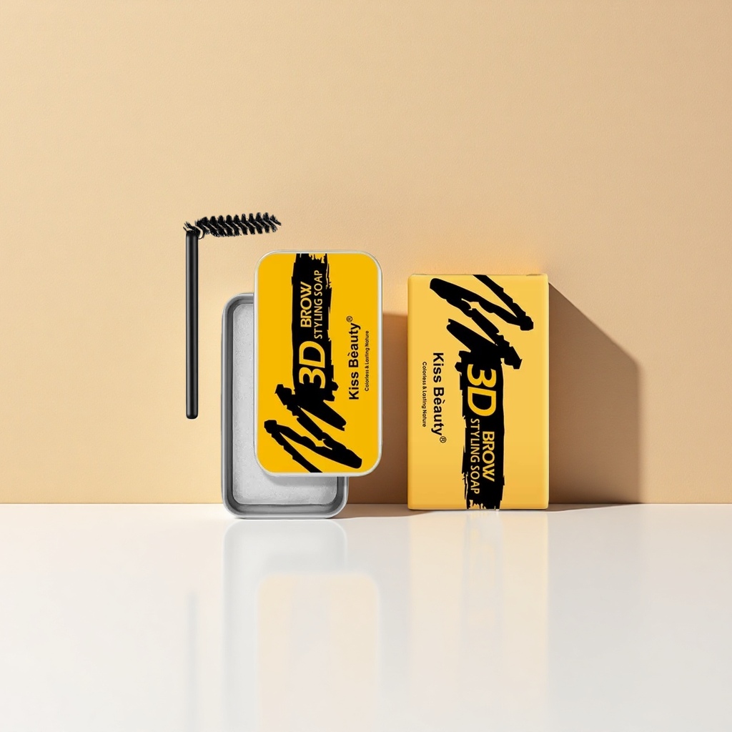 黄色包装的眉部造型皂+Kiss Beauty 3D BROW STYLING SOAP细节图