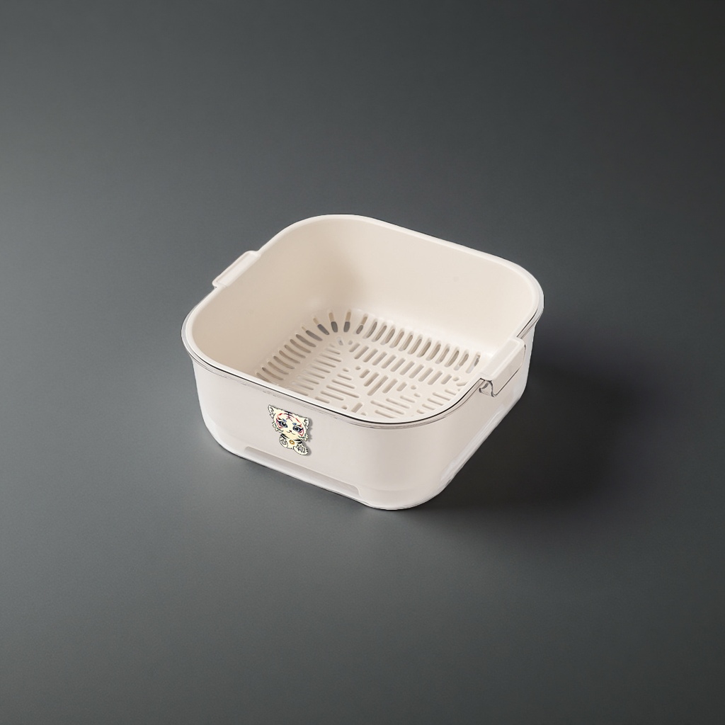 奶油白塑料沥水篮主体细节图