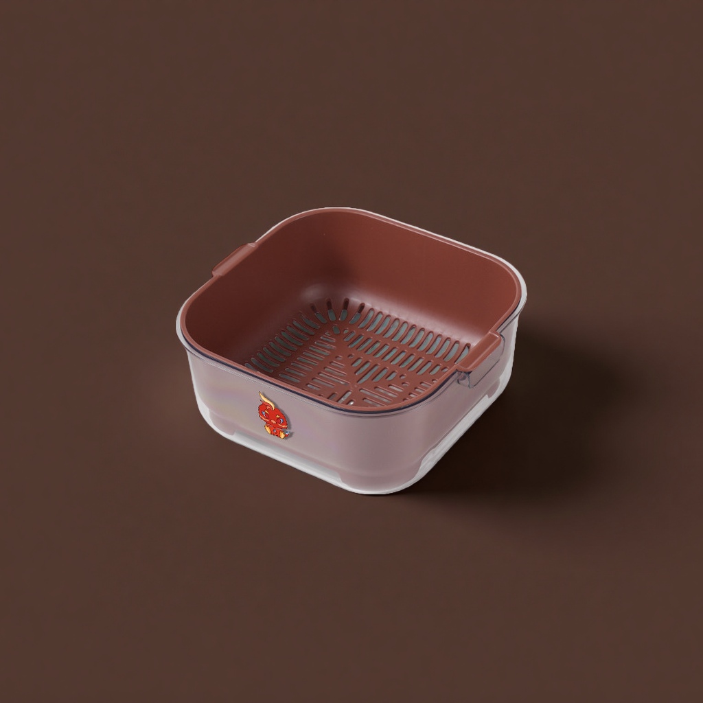 Medium-sized Porto red plastic draining basket, kitchen vegetable washing draining basket, household storage basket details Picture