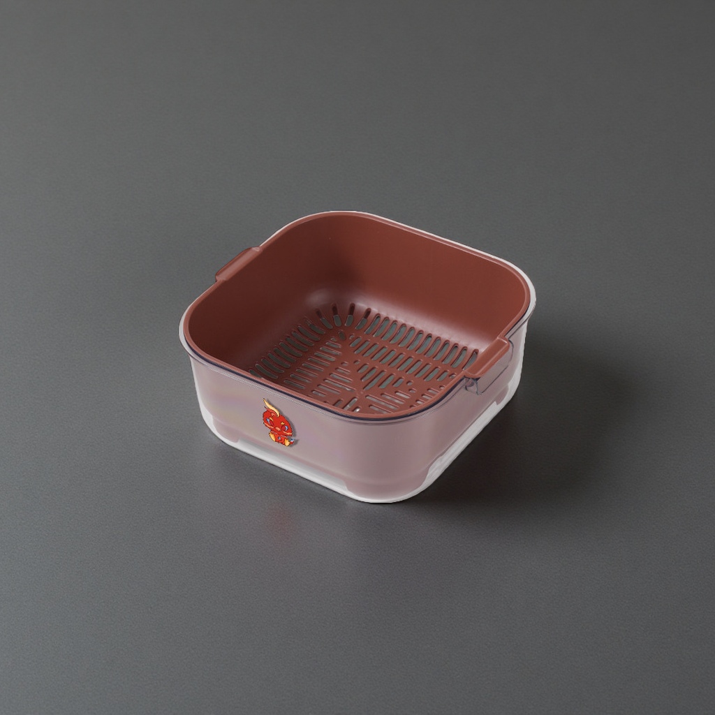 Medium-sized Porto red plastic draining basket, kitchen vegetable washing draining basket, household storage basket Specification image